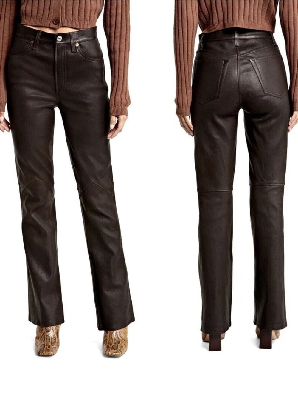 Re/done 70s Genuine leather bootcut pants sz 27 lamb skin high rise